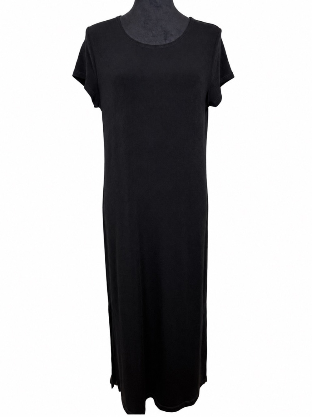 Chicos Travelers Maxi Dress Size 1 Petite US:8/10 P Short Sleeve Black